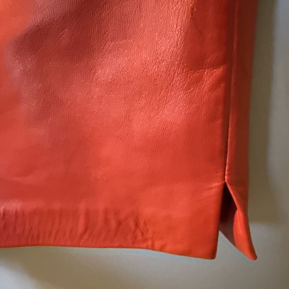 Ralph Lauren Red Leather Pencil Lined Skirt Size 6 - Picture 3 of 10